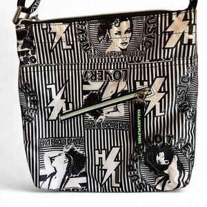 Harajuku loveres black and white lines crossbody bag adjustable strap Y2k